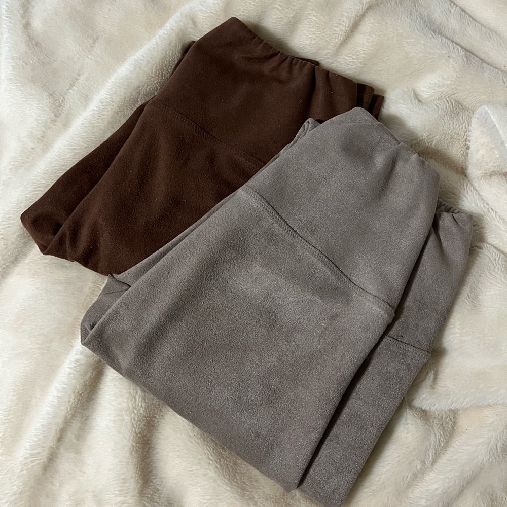 Two pairs of vegan suede Daria Leggings